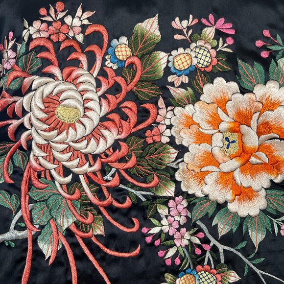 Antique Vintage Silk Kimono Robe Duster Cardigan House Coat Handmade Embroidered - Picture 5 of 13